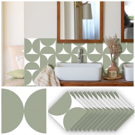Neukids Sage Green Tile Stickers, Peel and Stick backsplash Tiles Green, Tile Sticker for Kitchen Bathroom Staircase Laundry RV Panels Fireplace Cooker Backsplash 24PCS