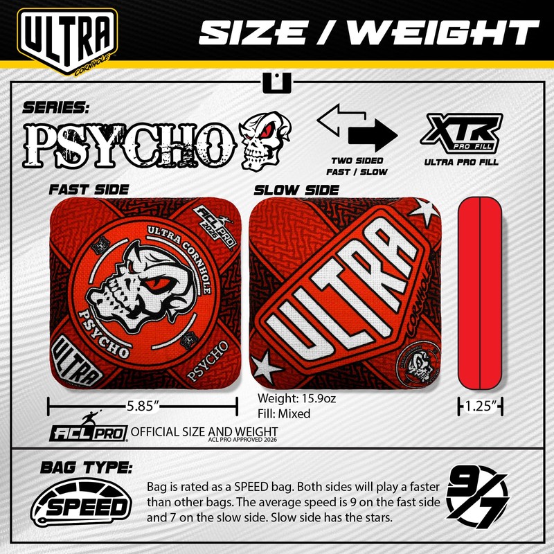 Ultra Cornhole Bags Psycho Cornhole Bag Set - ACL Approved