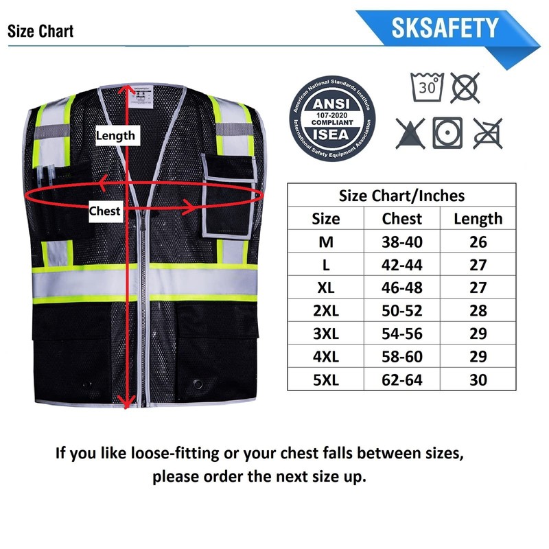 SKSafety Chaleco de seguridad reflectante de alta visibilidad, cumple con