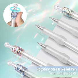 JIMMIDDA 8 Pcs Gel Pens with Black Ink, 0.7mm Fidget Spinning Pens Fine Point Smooth Writing, Quick-dry Ink Pen with Grip for Journaling Taking Note, Cute Office School Gift Pens for Kids Adult