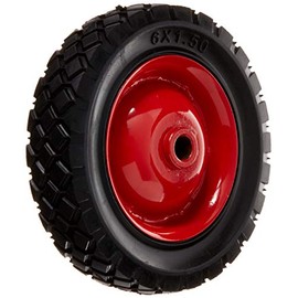 Shepherd Hardware 9589 6-Inch Semi-Pneumatic Rubber Tire, Steel Hub with Ball Bearings, Diamond Tread, 1/2-Inch Bore Offset Axle