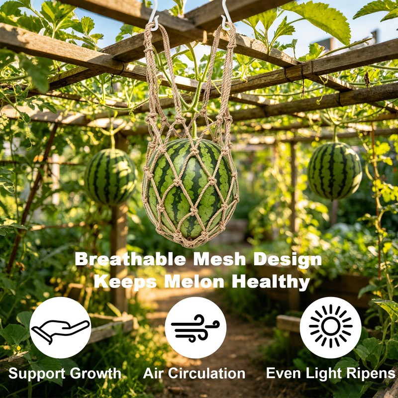 10 Packs Jute Melon Hammocks for Trellis, Watermelon Holder for