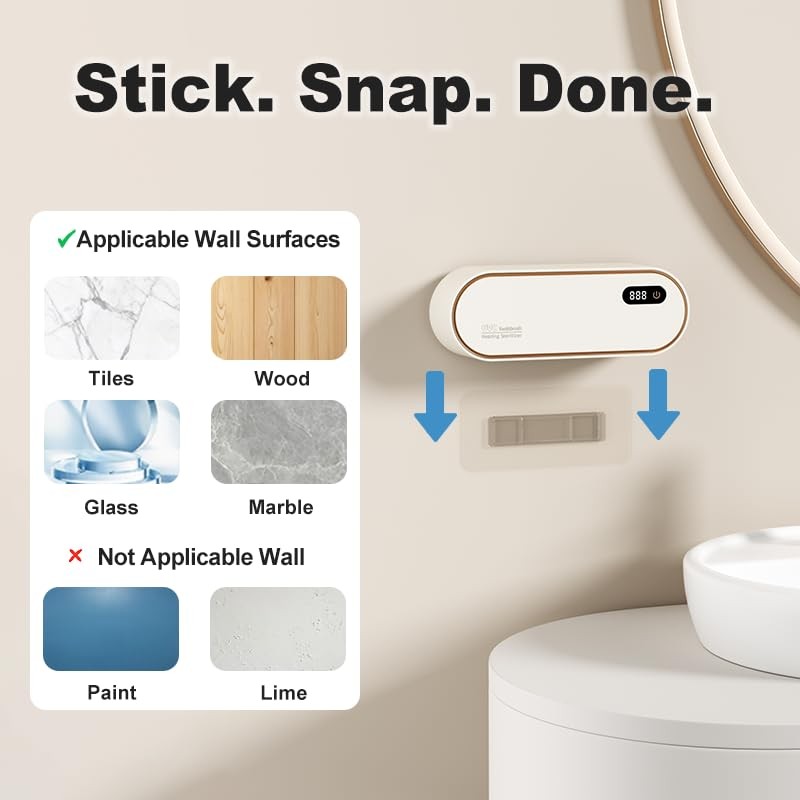 UV Toothbrush Sanitizer Holder for 4 | Wall Mounted Toothbrush
