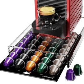 Acrylic Coffee Pod Holder for Nespresso OriginalLine Capsules, 40 Pods Capacity for Countertop Coffee Bar Home Office Kitchen