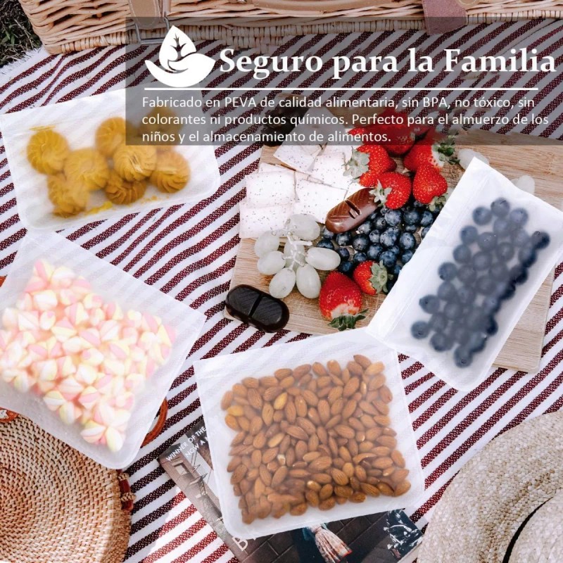 20 Piezas Bolsas Ziploc De Reutilizables Para Alimentos