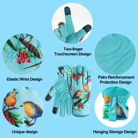 SLARMOR Leather-Gardening-Gloves for Women - Thorn-Proof Work-Gloves with Touch Screen for Weeding, Digging, Planting,Pruning Yard Garden Gloves -Small