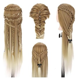 TopDirect 29" Hair Mannequin Head,Doll Head Human Hair for Cosmetology Hair Styling Training Head,Manikin Head Braiding With Clamp Holder and Styling 