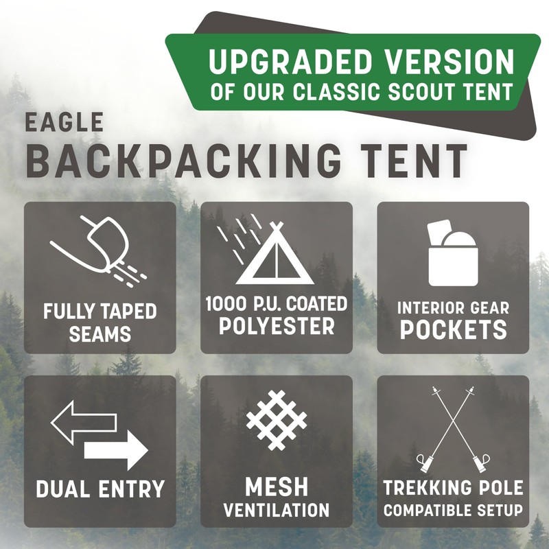 Stansport 2-Person Eagle Backpacking Tent Orange Large