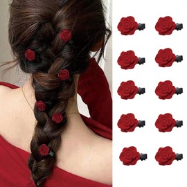 Valentine’s Day Hair Claw Clips Red Rose Hair Claw for Women Flower Hair Claw Clips for Thick Hair Small Hair Clips Hair Clips Small Resin Hair Clips Cute Clips Cute Hair Clips Accessories 10Pcs