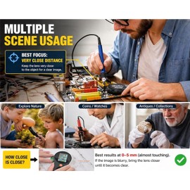 Digital Microscope 500x with 2.0" IPS Screen, Magnifying Glass, Coin Microscope, Trichome Microscope, USB Connection, Ideal for Electronics, Jewelry and