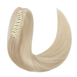 MY-LADY Ponytail Extension Human Hair Claw Clip in Ponytail Hair Extension Long Straight Pony Tail Hair Extensions Real Human Hair for Women Platinum Blonde 18 Inch 115g