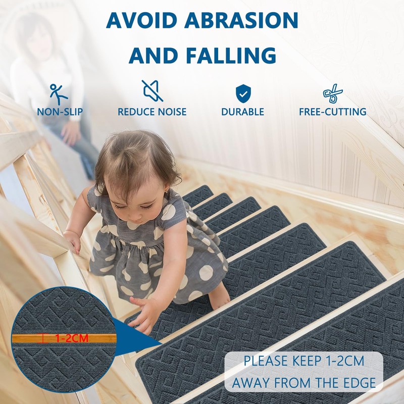 Stair Treads for Wooden Steps Indoor, 15 Pack 8" X