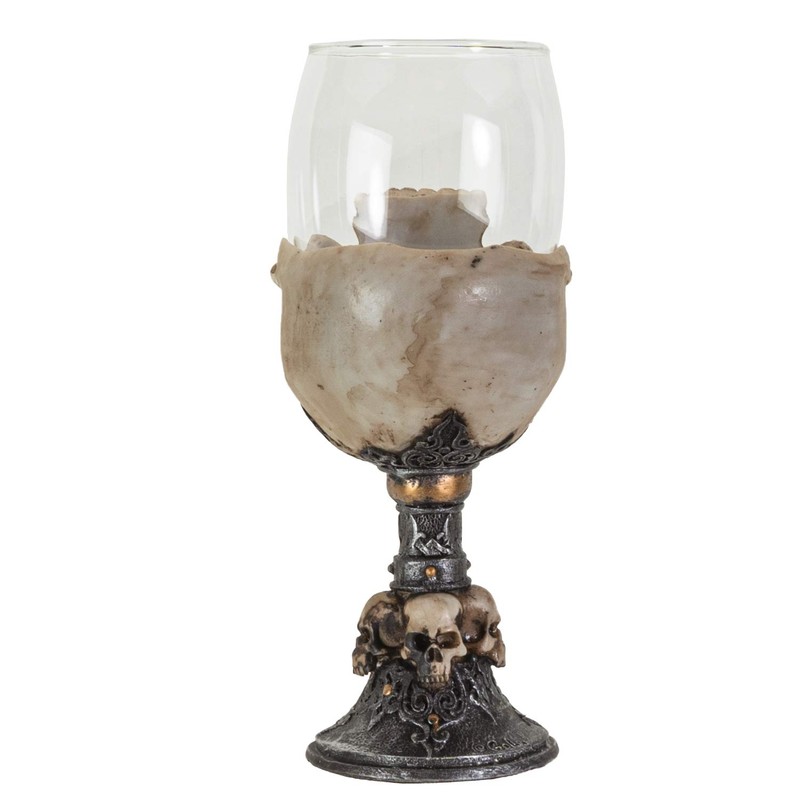 SUMMIT COLLECTION Underworld Upside Down Ossuary Skull Wine Goblet Glass