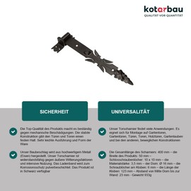 KOTARBAU® Shutter Hinge Wrought Iron with Brackets 400 mm Door Hinge Door Hinge Door Hinge Hinge Band Construction Fittings Gate Fitting Rustproof