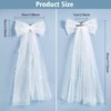 Bridal Hair Bow Veil with Pearl, Bridal White Hair Bow