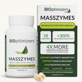 Bioptimizers Masszymes - Suplemento Completo de Enzimas Digestivas para la Salud Intestinal - Alivio de la Hinchazón para Hombres y Mujeres - Enzimas 