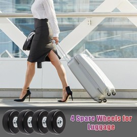 WEDAMOO 4 Pcs Suitcase Wheels Replacement, 50×18 mm Black Luggage Wheels Replacement, Rubber Luggage Suitcase Swivel Caster Wheels, Universal Luggage Wheel Repair Kit for Luggage, Inline Skate