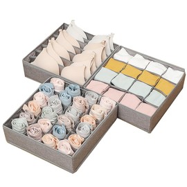 Organizadores de cajones de ropa,separadores organizadores de ropa interior de calcetines,organizadores de armario plegables de tela de 47 celdas para calcetine,ropa interior,corbata (gris)