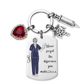 Melix Home RN Nurse Gifts for Women Nurses Practitioner Keyring Inspirational Gift for Coworker Nursing School Student Graduation Never Forget the Difference You Make Keyrings