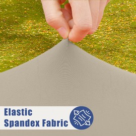 Moosfor Round Spandex Tablecloth, Elastic Fitted Waterproof Tablecloths for 57"-68" Tables, Stretch Washable Picnic Table Cover for Camping, Dining, Indoor and Outdoor, Taupe