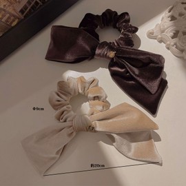 Hair Elastic Scrunchie Velour Ribbon, Set of 2, Hair Accessories, Small Face, Cute, Elegant, Autumn/Winter, Adult, Stylish, Ladies, Weddings, After-party, Graduation Ceremony, Kindergarten Entrance