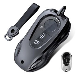 HANSTRONG GEAR for Benz Key Fob Case Cover Protection Metal Black with Keychain Suitable for EQS450 EQE350 S580 C300 C-Class S-Class G-Class E-Class(C Style)
