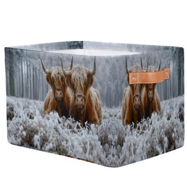 SinSenMa Highland Cow Storage Baskets,Foldable Cubes Canvas Storage Box Bin,Open Shelves Basket Organizer Kid Boys Girls Toy Gifts Basket Empty for Clothes Bedroom Nursery Decorative