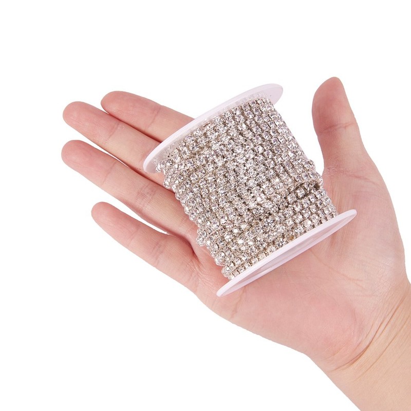 Craftdady 10 Yards 3mm Rhinestone Strass Chains Diamante Chain Clear
