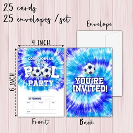 KFNER Soccer Pool Birthday Invitations, Sports Swimming Birthday Party Invitation Card for Boy Girl, Summer Birthday Party Favors & Celebration Supplies (20 Set of Invitations with Envelopes) -D04