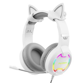 Playmax Cat Headset Universal Gaming Headset (White)