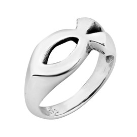AeraVida Gorgeous Christian Fish Promise Ring | .925 Sterling Silver Religious Jewelry | Size 6 Elegant Ichthys Symbol Ring for Women and Men