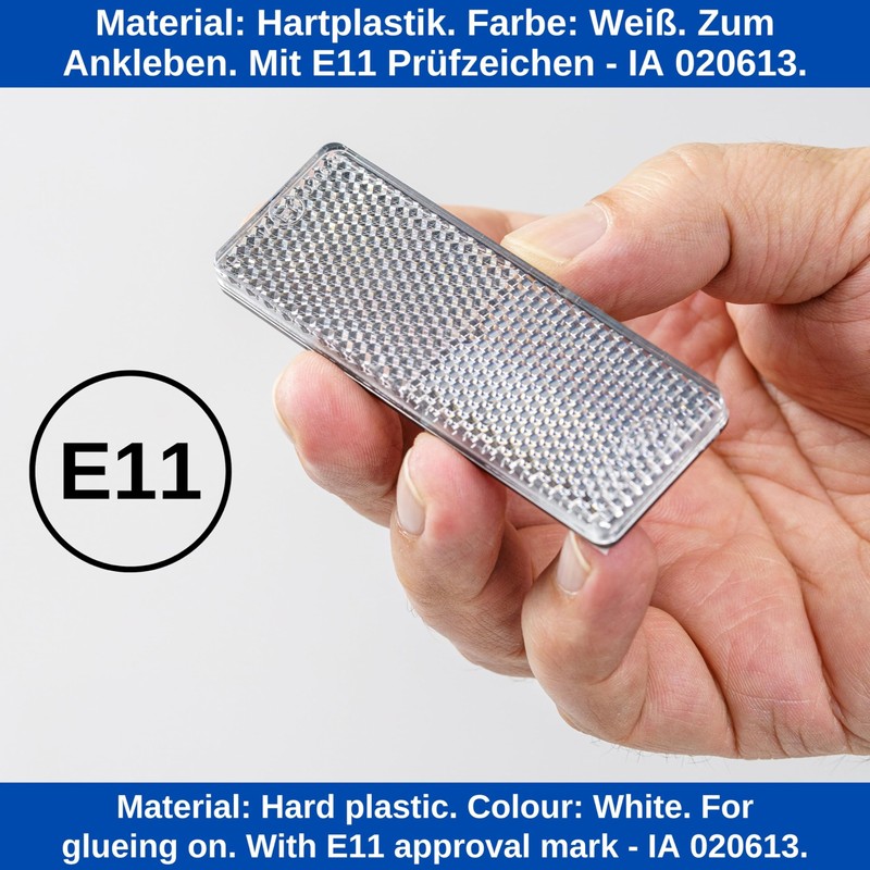 Rectangular Reflectors for Sticking, Pack of 4, White, 88 x