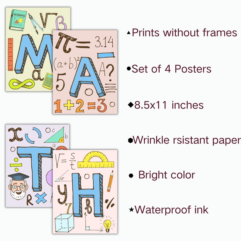 Educational Math Posters for Toddlers Kids Classroom Signs Must Haves