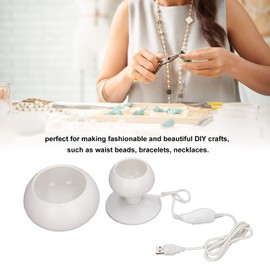 Electric Bead Spinner, Bidirectional Speed Adjustment Beading Bowl Spinner Kit with 3 Large Eye Curved Needles 2 Bowls, Waist Bead Maker Machine for DIY Making Waist Beads Bracelets