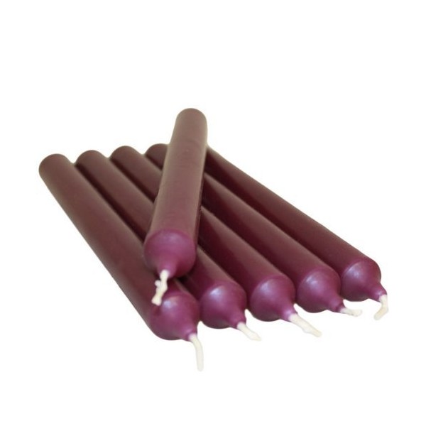 PACK OF 10 COLOURFUL NON DRIP DINNER CANDLES FOR LESS PRICE - AVAILABLE IN PURPLE,LIGHT GREEN,BLUE,PINK,ORANGE AND RED (PURPLE)