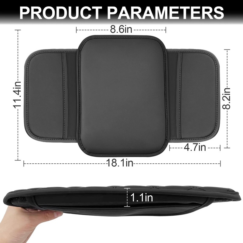 Car Center Console Cover, PU Leather Armrest Pad Cover, Universal