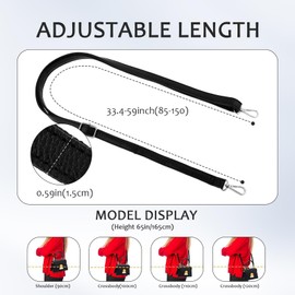 Shoulder Strap for Bags, Shoulder Strap for Bags, Black, Suitable for the Strap of a Purse or Shoulder Bag (Black/Silver Buckle)