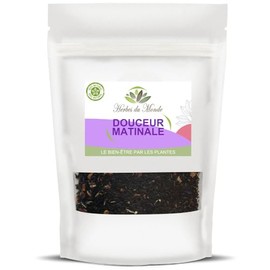 Herbes du Monde Morning Sweet - Herbal Tea Flavoured with Black Tea, Rose Petals, Corinth Raisins, Cornflower Leaves - 1 Bag of 100g