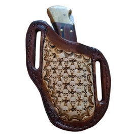 Knife Sheath for Buck 110 or Similar Knife, Pancake Style Premium Leather Folding Knife Holder, Brown
