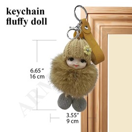 ARMLAZER Beautiful Ivy Keychain Living Doll Charm Pendant for Backpack Bag Gift for Woman (grey)