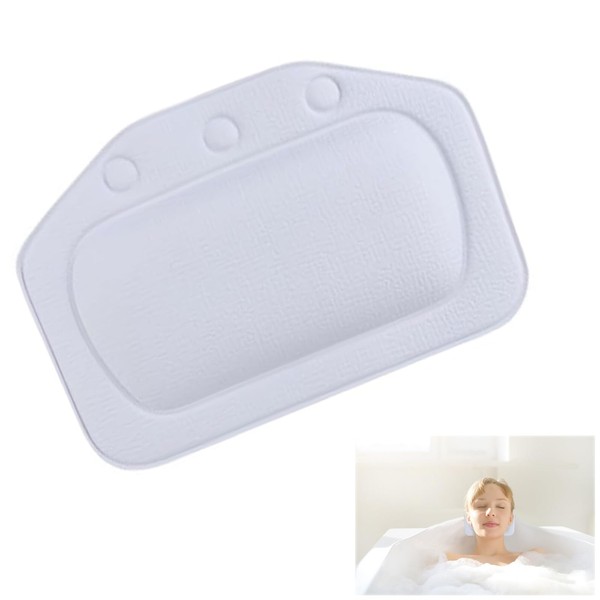 Bath Pillow With 3 Strong Suction Cups, Soft Waterproof Bathroom