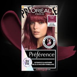 L'Oréal Paris Intensive dauerhafte Haarfarbe, Bis zu 8 Wochen glänzendes Haar und intensive Farbe, Préférence Vivid Colors, Farbe: 5.26 VIOLET, 1 Stück