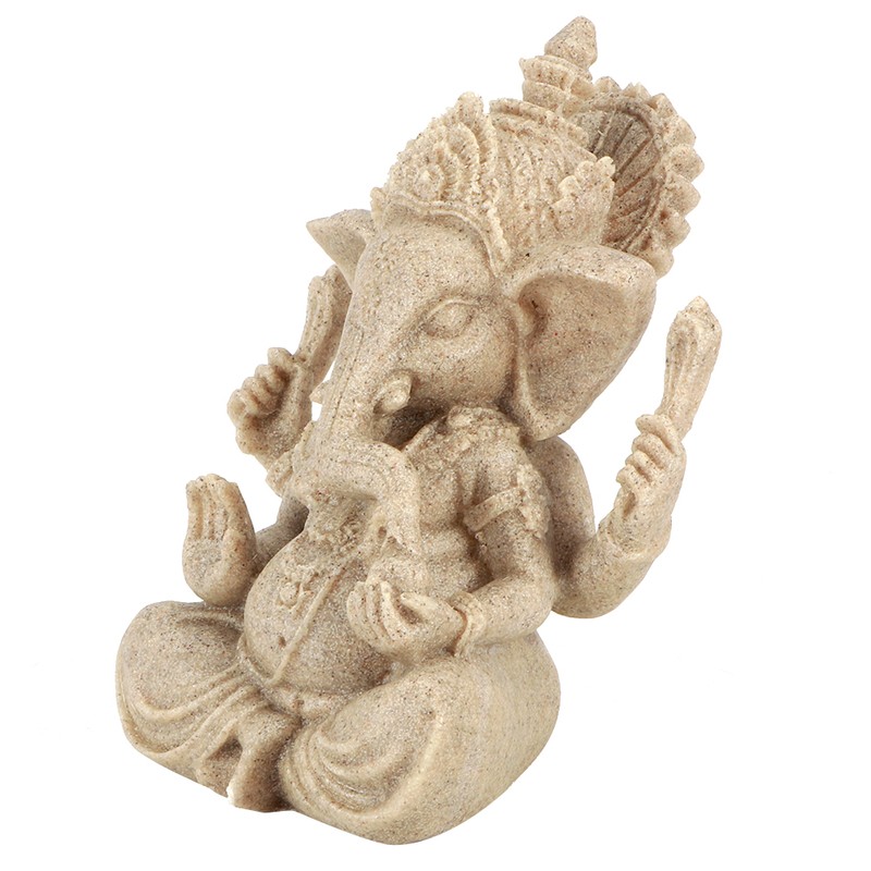 Sandstone Resin Indian Ganesha Elephant God Statue Fengshui Buddha Sculpture