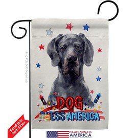 Breeze Decor Patriotic Black Dane Garden Flag 2pcs Pack Dog Puppy Spoiled Paw Canine Fur Pet Nature Farm Animal Creature House Banner Small Yard Gift Double-Sided, Made in USA
