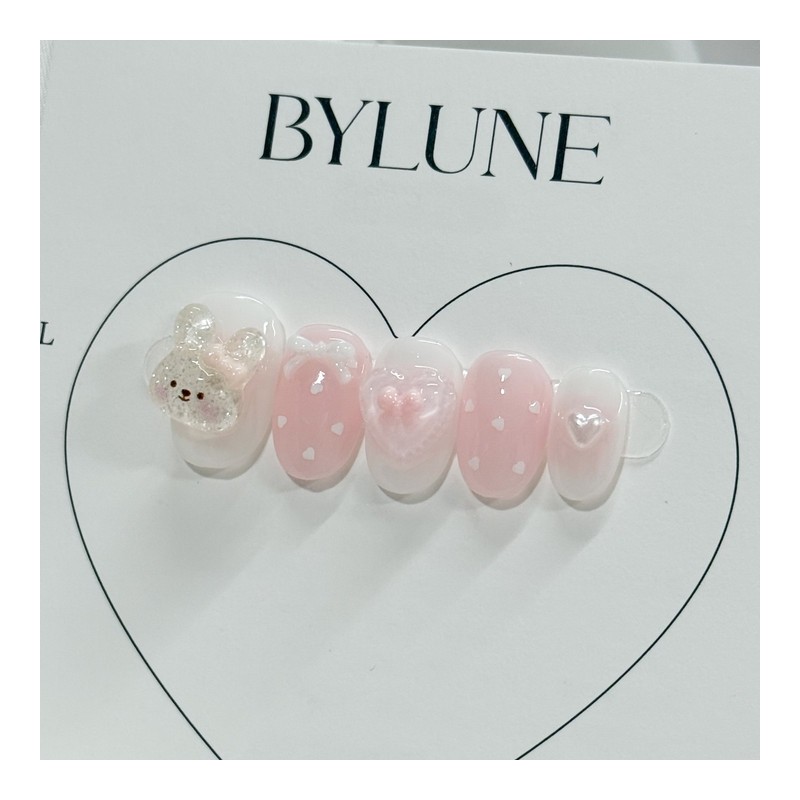 Crooked Rabbit Handmade Nail Tips Pink Nail Tips - Short