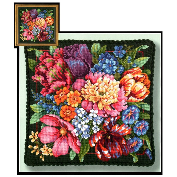 Dimensions Needlepoint Kit, Floral Splendor, 14'' x 14'',Red