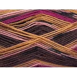 (1) 100 Gram Smart Sock Yarn - Superfine, Fingering, Superwash Wool and Nylon, 437 Yards, Self-Striping Maroon, Pinks, Camel, Brown & More