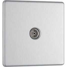 BG Electrical Screwless Flat Plate Single Co-Axial Socket