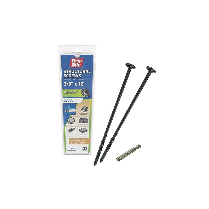 GRSSFW381215-GRIP-RITE 3/8 X 12 PRIMEGUARD Plus Coated T-40 Star Drive