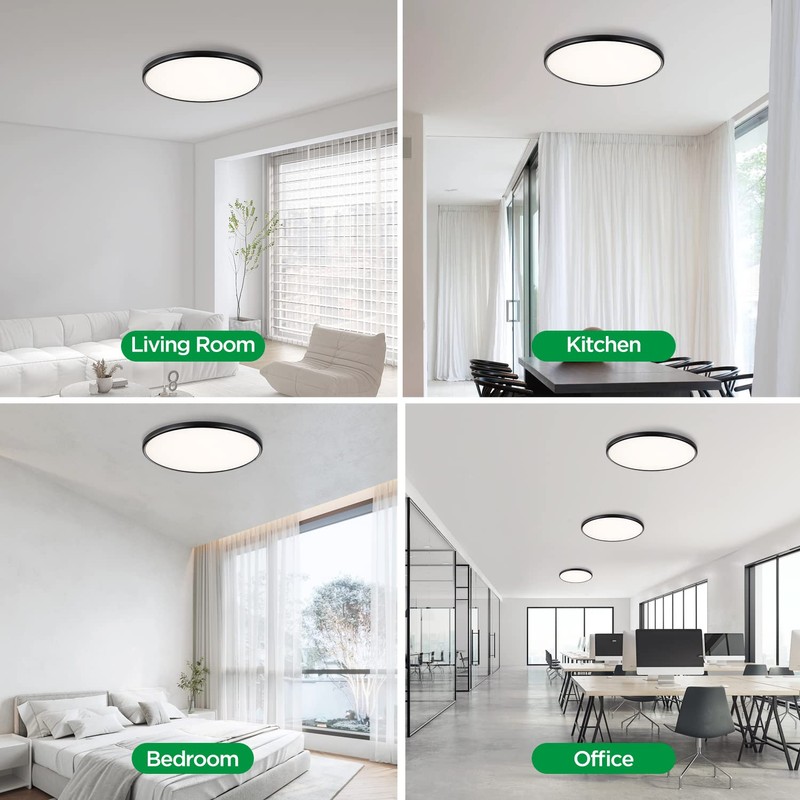 TALOYA 18 Inch Black Flush Mount Led Ceiling Light Fixture